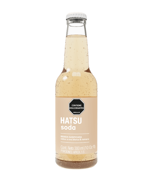 Bebida gasificada sabor a uva blanca y romero